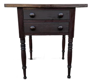 A Fine Antique Pennsylvania Country Sheraton 2 Drawer Side Table, Circa 1820's