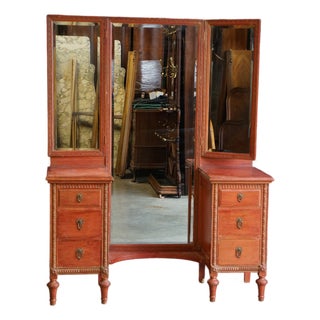 Antique French Regency Style Vanity With Mirror For Sale