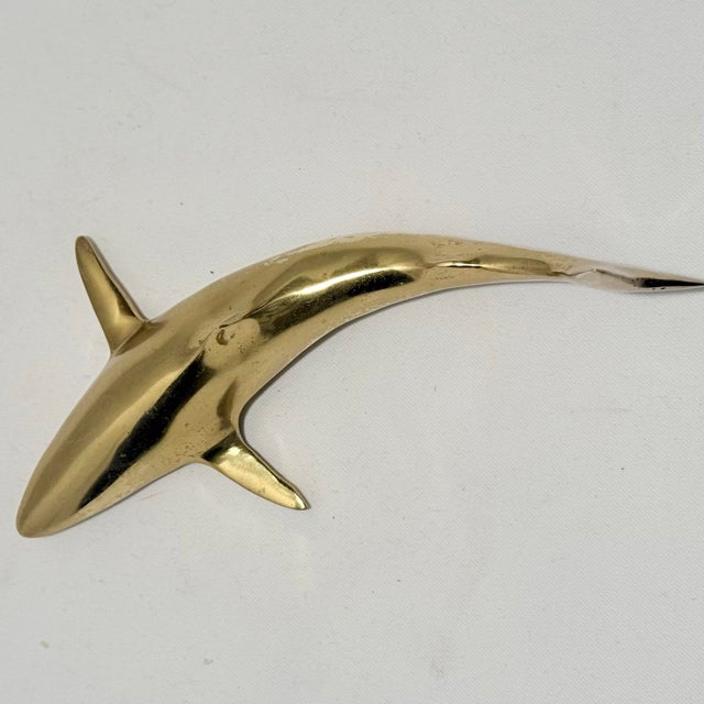 Brass Mid-Century Modern Solid Brass Shark Paper Weight For Sale - Image 8 of 9