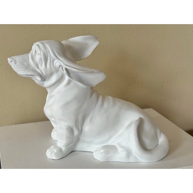 2000s Bassett Hound Dog Figure in Matte White For Sale - Image 9 of 9
