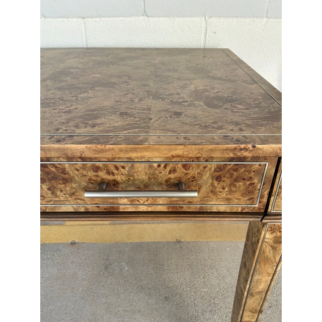 Jonathan Charles Modern Golden Amber Burl Wood Fulgurite Writing Desk For Sale In Atlanta - Image 6 of 6