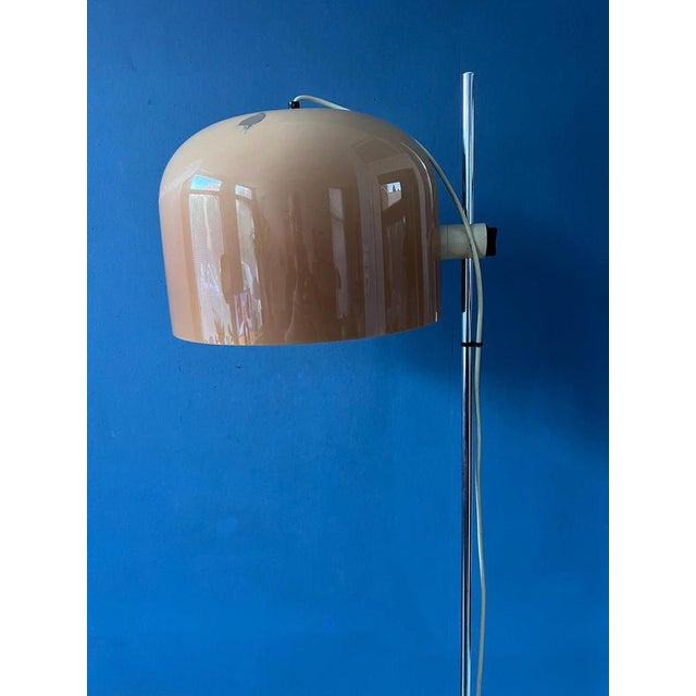 Space Age Floor Lamp with Chrome Base and Orange Shade from Guzzini For Sale - Image 9 of 13