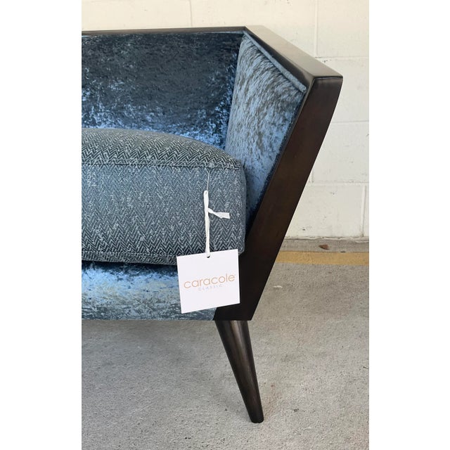 2020s Caracole Modern Crushed Midnight Blue Velvet the Crane Lounge Chair For Sale - Image 5 of 8