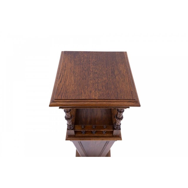 Antique French Pedestal in Oak, 1890s For Sale - Image 9 of 10