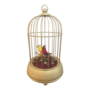 Belgian Two-Bird Singing Automaton in Gilded Cage