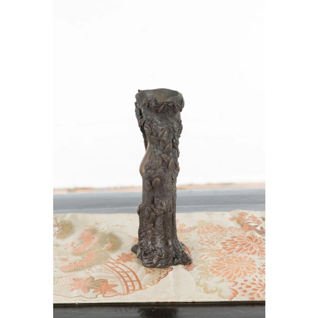 Small Vintage Lost Wax Cast Bronze Dryad Tree Nymph Candle Holder For Sale - Image 11 of 12