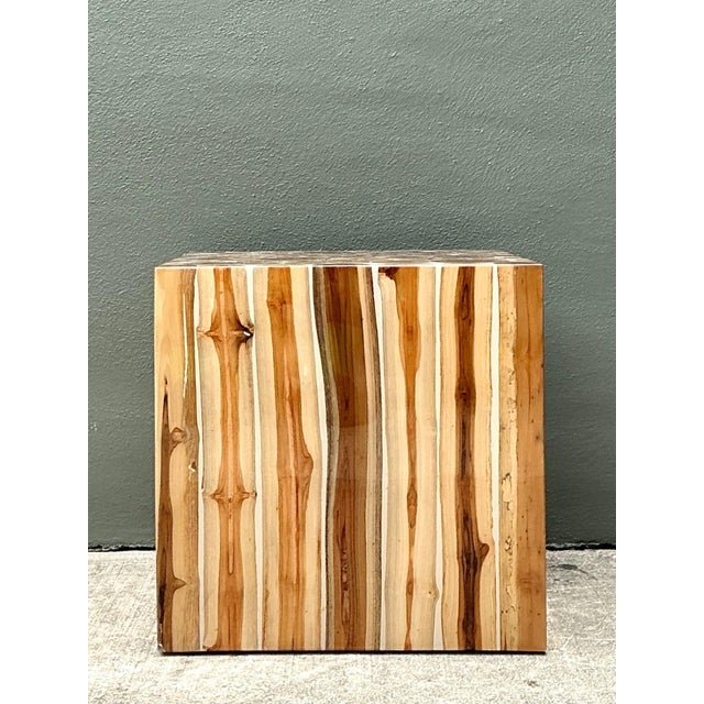 Vintage Natural Wood Block Accent Table For Sale - Image 13 of 18