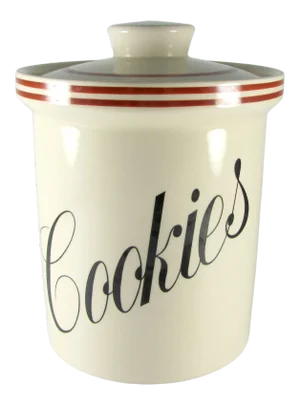 Large Vintage Sienna Burnt Red Orange Stripe Cookie Jar Kitchen Canister Cachepot