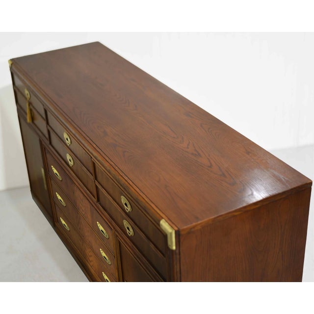 Brass 1970s Campaign Style 6 Drawer Sideboard by Lexington Furniture For Sale - Image 8 of 12