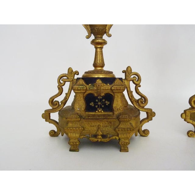 Four-Branch Bronze and Marble Candelabra, 1800s, Set of 2 For Sale - Image 6 of 9