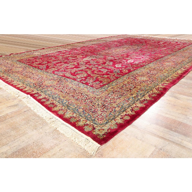 Antique Red Persian Kerman Rug - 11'07 X 18'02 For Sale - Image 9 of 11