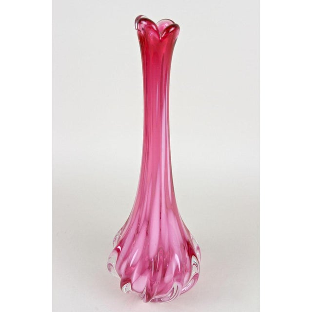 Pink Long Neck Murano Glass Vase, Italy, 1970s For Sale - Image 10 of 18