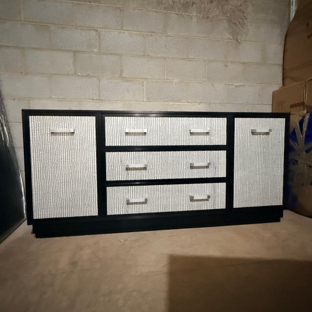 Black Kindel Embossed Leather Credenza For Sale - Image 8 of 11