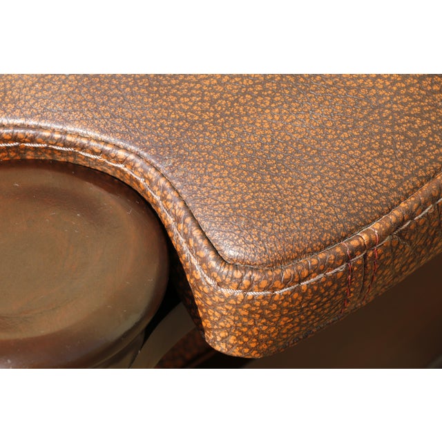 Brown 1970s Sculptural Brown Leather Sofa With Solid Wood Frame, Modernist Postmodern Lounge Couch Design For Sale - Image 8 of 18
