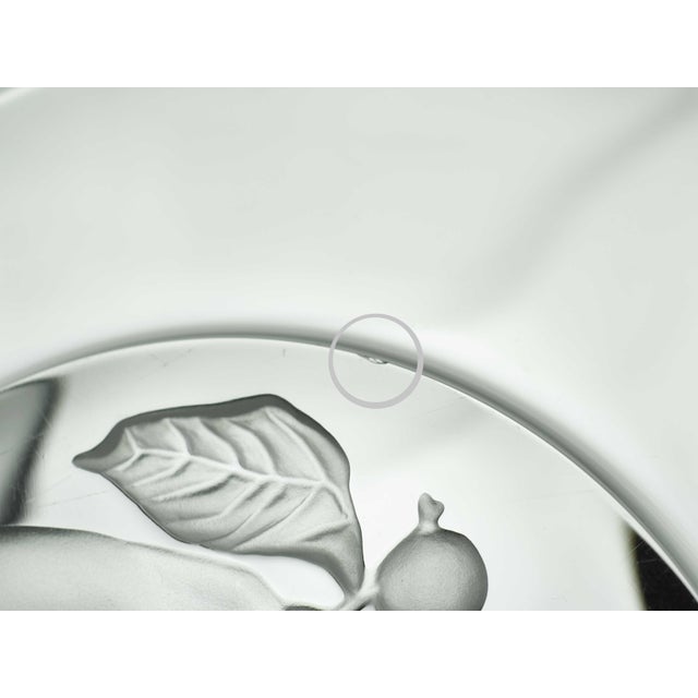 Mid 20th Century Val Saint Lambert Crystal Salad Plate With Frosted Intaglio Design of Fruits Signed - Set of 4 For Sale - Image 6 of 7
