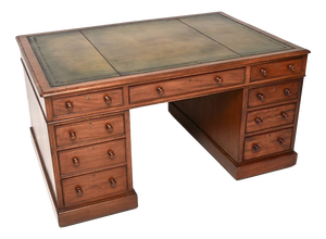 Antique Victorian Leather Top Partners Desk, 1860