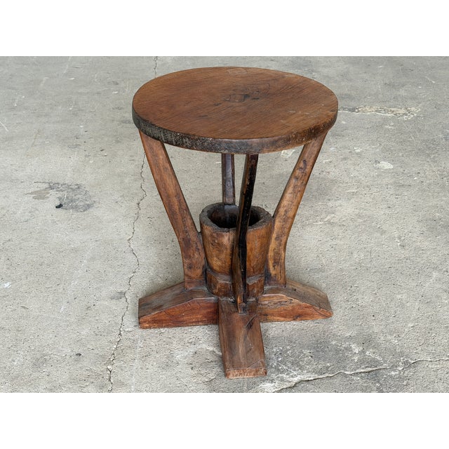 Sculptural Folk Art Side Table in Wood For Sale - Image 4 of 11