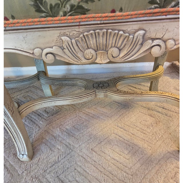 Enhance your home with this exquisite vintage French Louis XV style bench. Featuring classic Rococo styling, beautifully...