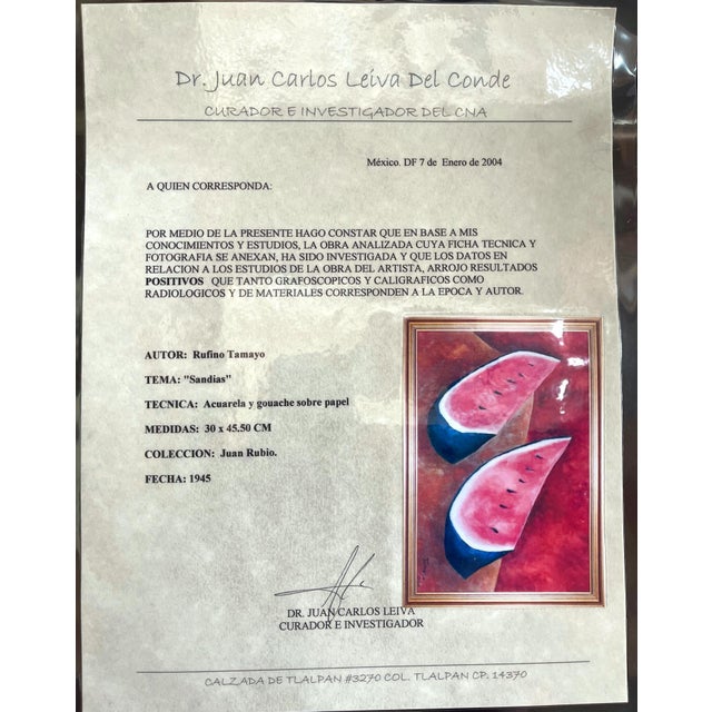 Framed Mexican Watercolor on Paper Attributed to Rufino Tamayo For Sale - Image 9 of 13