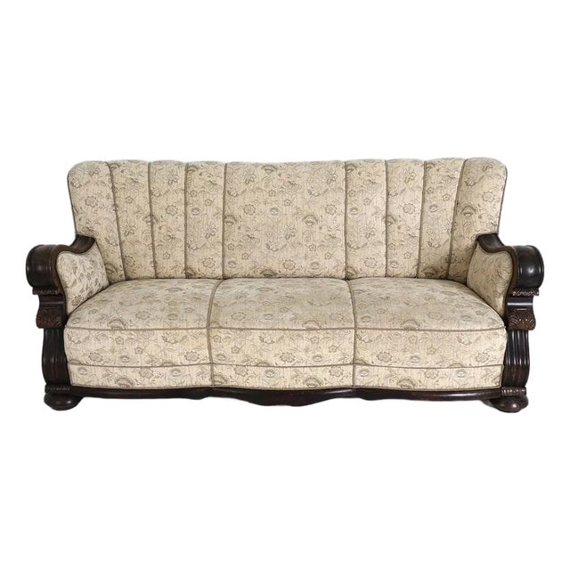 1940s Art Deco Scandinavian Channel Back Sofa For Sale