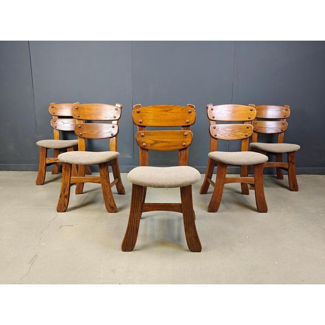Vintage Brutalist Dining Chairs, 1960s, Set of 5 For Sale - Image 10 of 12