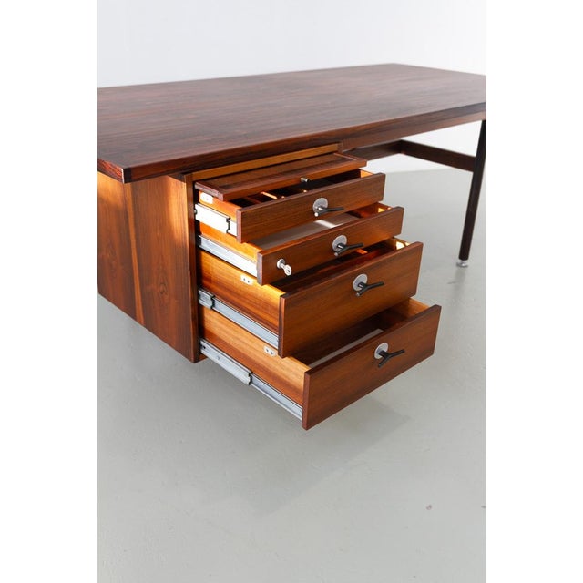 Mid-Century Modern Mid-Century Rosewood Executive Desk with Y Pulls from Jens Risom, 1960s For Sale - Image 3 of 18