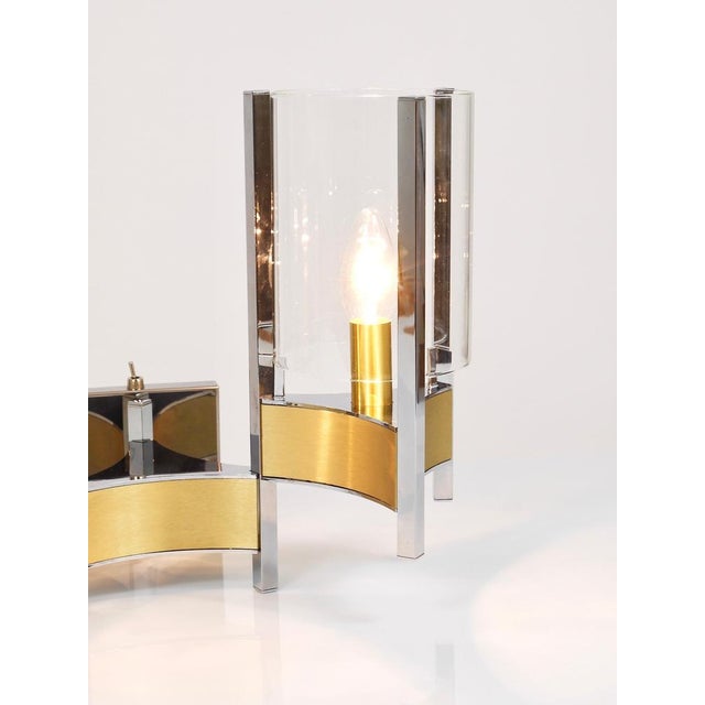 Large Wall Sconces in Chrome, Brass and Glass attributed to Gaetano Sciolari, 1970s, Set of 2 For Sale - Image 6 of 18
