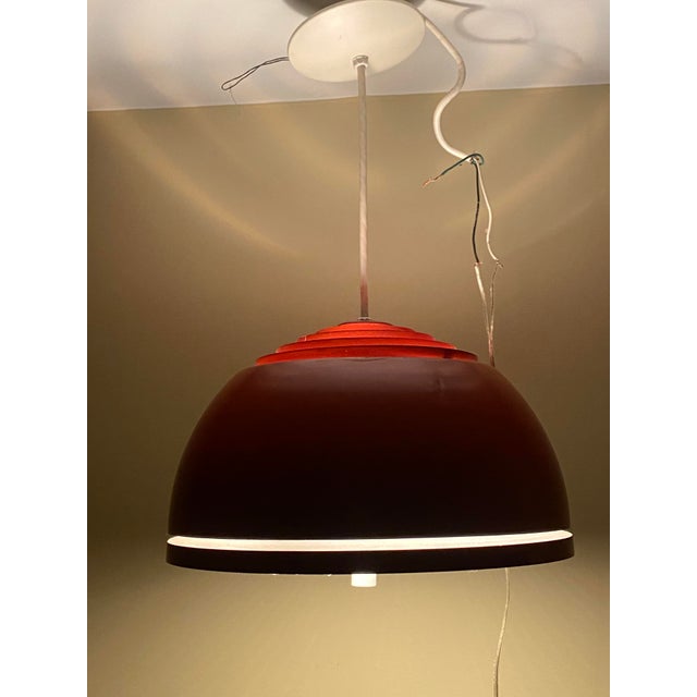 Mid-Century Modern 1960s Burnt Orange Louvered Lightolier Dome Pendant Light For Sale - Image 3 of 9