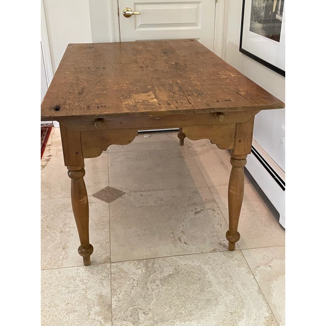 Camel Antique Pine Farm Table For Sale - Image 8 of 13