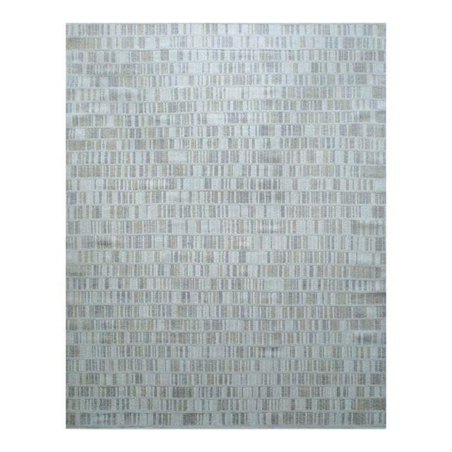 8x10 Freya Timeless Ivory Geometric Modern Hand Knotted Wool Carpet Rug For Sale