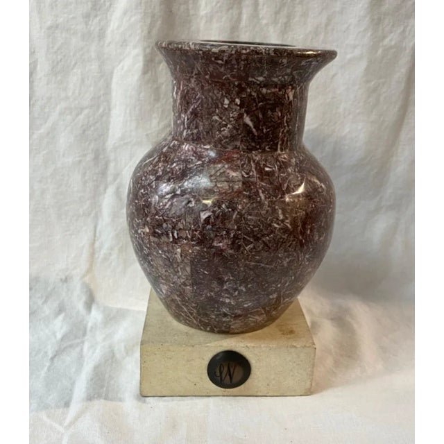 Stone 1980s Decorative Stone Vase Vessel on White Base For Sale - Image 7 of 7