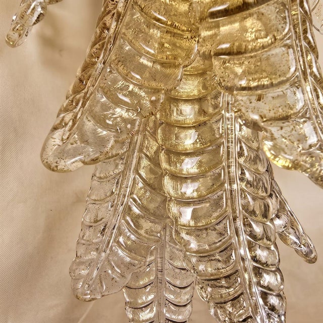 Gold Pair of Gold Leaves Murano Glass Sconces For Sale - Image 8 of 9