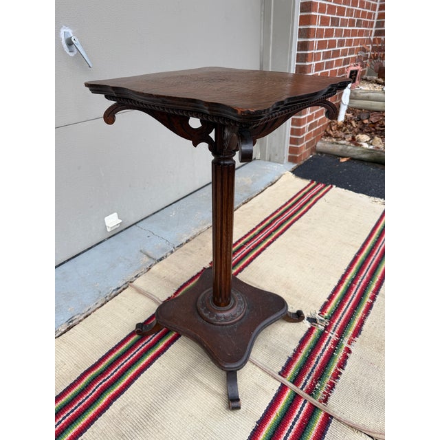 A Very Nice Quartersawn Antique American Oak Pedestal or Side Table, Circa 1890's For Sale - Image 11 of 12