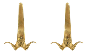 Italian Model 1295 Coat Hooks in Brass by Osvaldo Borsani, Italy, 1950s, Set of 2