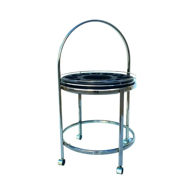 Mid Century Modern 1970s Chrome Circle Bar Cart Trolley Tea Retro Vintage For Sale In Palm Springs - Image 6 of 6