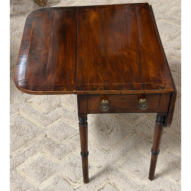 19th Century English Regency Mahogany Diminutive Drop-Leaf Side Table with Drawer, Circa 1830 For Sale - Image 5 of 14