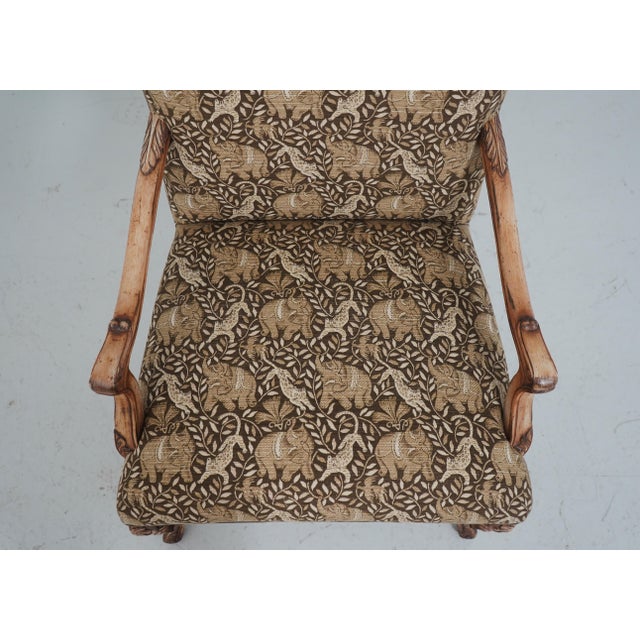 Pair Weiman French Louis XIV Safari Print Upholstered Armchairs For Sale In Philadelphia - Image 6 of 12