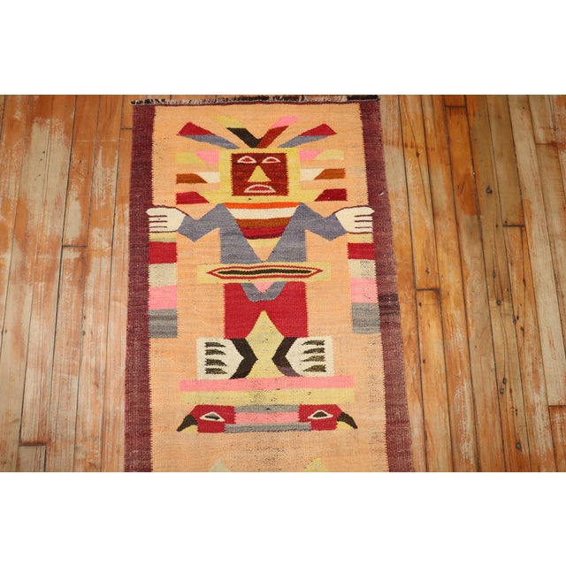 Mid 20th Century Zabihi Collection Pictorial Buddhist North African Kilim Runner For Sale - Image 5 of 9