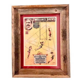 1898 Wallace Acrobat Circus Poster in Rustic-Style Frame For Sale