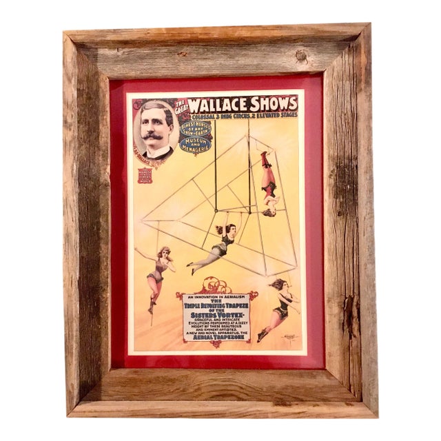 1898 Wallace Acrobat Circus Poster in Rustic-Style Frame For Sale