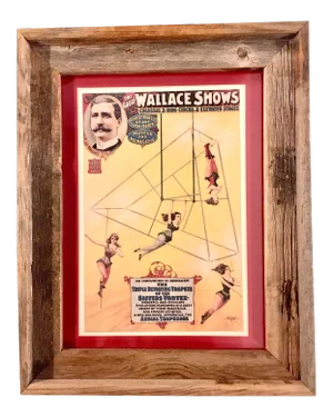 1898 Wallace Acrobat Circus Poster in Rustic-Style Frame