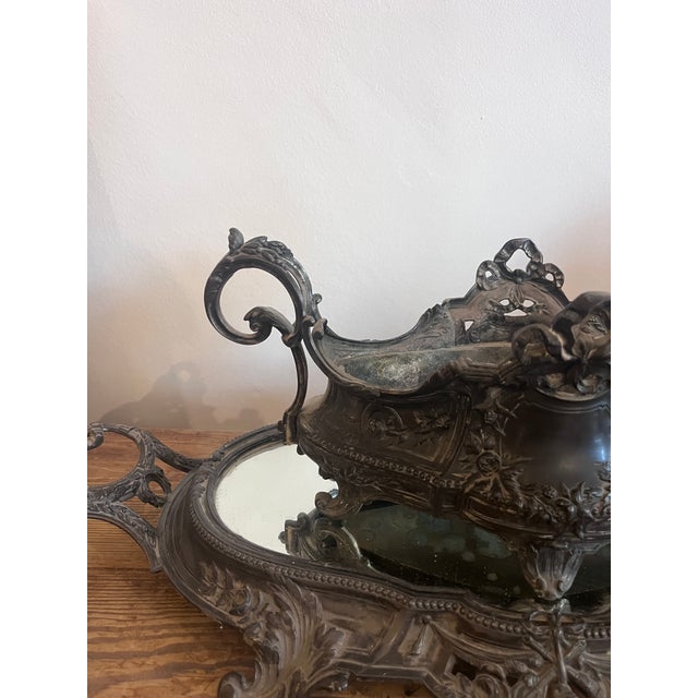Rococo Antique French Rococo Jardinière with Mirrored Tray, 1900s, 1890s For Sale - Image 3 of 9