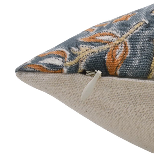 Art Deco Fabdivine Floral Block Print Pillow Cover 18x18 Inch Duck Canvas-Kamal Dutta For Sale - Image 3 of 4