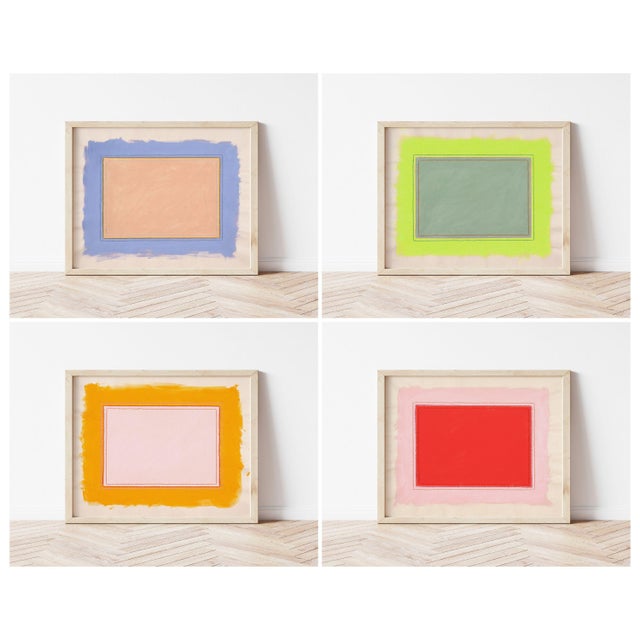 Contemporary Bright Color Field Art Prints, Framed - Set of 4 For Sale - Image 9 of 10
