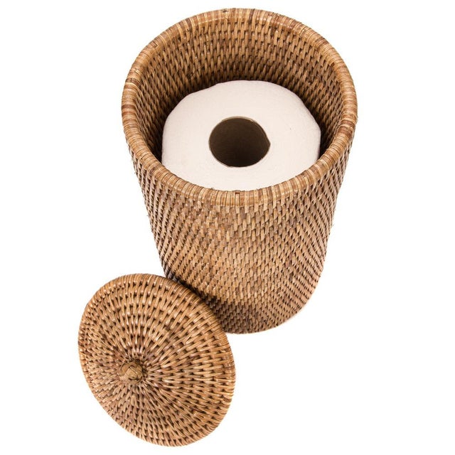 2020s Artifacts Rattan Double Toilet Roll Holder in Honey Brown For Sale - Image 5 of 9