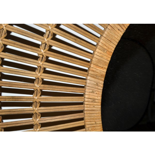 Brown 21st Century Split Reed Caning Round Large Sunburst Wall Mirror Organic Modern For Sale - Image 8 of 14