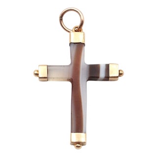 Victorian Agate Cross Pendant For Sale