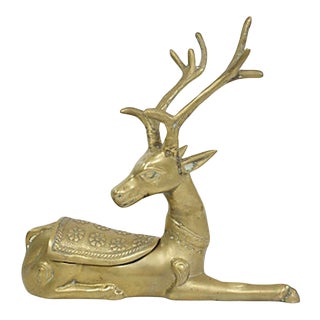 Mid-Century Brass Deer Trinket Box For Sale