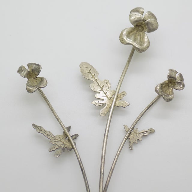 Vintage Italian Handmade Genuine Silver Orchid Branch Long Miniature, 1950s For Sale - Image 4 of 13