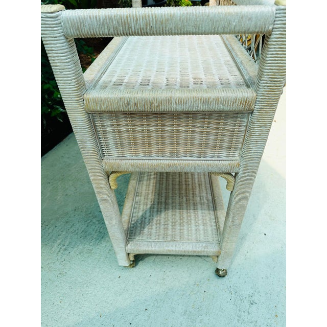 Wood Mid 20th Century Rattan Bar Cart by Henry Link For Sale - Image 7 of 10